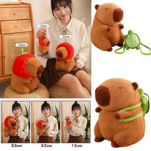 Load image into Gallery viewer, Strawberry Hat Capybara Plush – Small Turtle Backpack Pendant Toy
