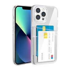 Load image into Gallery viewer, Transparent Shockproof Dual Card Slot Holder Phone Case For iPhone 13 12 11 Pro Max XR X XS Max 7 8 Plus 14Pro Wallet Transparent Soft Cover Card Storage Bumper Case For iPhone