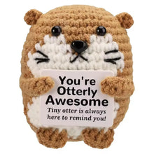 Load image into Gallery viewer, Funny Crochet Positive Inspirational Emotional Support Owl Doll Home Room Decoration Handmade Knitted Owl Desktop Ornament Gift