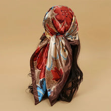 Load image into Gallery viewer, Satin Square Scarf – Elegant 2025 Print Hijab, Shawl & Hair Wrap