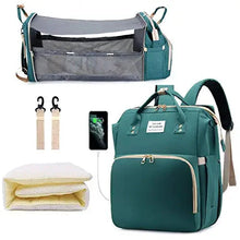 将图片加载到图库查看器,3 in 1 Diaper Bag Backpack with Foldable Baby Bed & USB