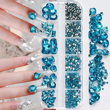 Load image into Gallery viewer, 180pcs AB Flatback Glass Nail Rhinestones - Multi-Shape Gems for DIY Nail Art