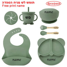 Load image into Gallery viewer, Baby Feeding Plate Set Suction Bowl Silicone Tableware 6PCS