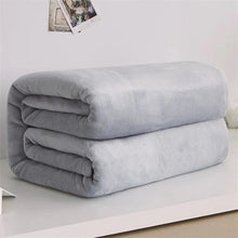 Load image into Gallery viewer, 230GSM Coral Fleece Flannel Blankets For Beds Solid Blue Pink Soft Warm Thin Bedspread Sofa Cover Faux Fur Plaid Blanket