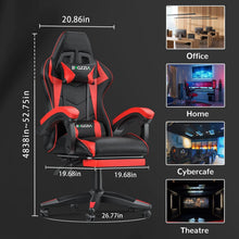 Load image into Gallery viewer, Gaming Chair with Footrest Gamer Chairs Ergonomic with Lumbar Cushion Headrest Gaming Chair Height Adjustable Computer Chair