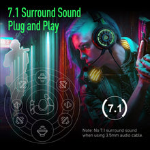 Load image into Gallery viewer, EKSA E5000 Pro Gaming Headphones for PC/PS4/Xbox/Switch, 7.1 Wired Headset Gamer with ENC Mic, USB/Type C/3.5mm Detachable Cable