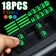 Load image into Gallery viewer, 18 pcs/set Luminous Automobile Interior Stickers Universal Car Windows Control Panel Decals Auto Door Window Lift Button Sticker
