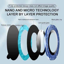 Load image into Gallery viewer, Bling Diamond Camera Lens Protector For iPhone 14 13 12 11 Pro Max Metal Ring Lens Glass Glitter Protective Cap iPhone 13 mini Camera Lens Protector Sparkle Diamond Ring Metal Alloy HD Glass for iPhone