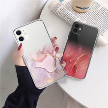 Load image into Gallery viewer, Luxury Marble Transparent Phone Case For iPhone 11 12 Pro XS Max X XR 7 8 Plus Soft Silicone Shockproof Cover Green Marble Design Gold Sparkly Glitter Protective Stylish Slim Thin Cute Case for Phone