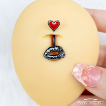 Load image into Gallery viewer, Red Heart Kiss of Death Double Mount Belly Ring