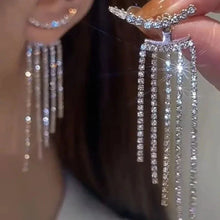 Load image into Gallery viewer, 2024 Stars Tassel Earrings – Korean Rhinestone Drop Earrings for Women