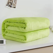Load image into Gallery viewer, 230GSM Coral Fleece Flannel Blankets For Beds Solid Blue Pink Soft Warm Thin Bedspread Sofa Cover Faux Fur Plaid Blanket