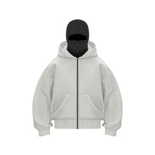 将图片加载到图库查看器,Men’s & Women’s Sports Hoodie with Built-In Mask – Fleece Zip-Up Plus Size Casual Sweatshirt for Autumn & Winter