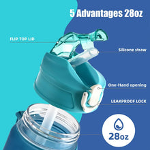 Load image into Gallery viewer, 800ML Large Capacity Sports Water Bottle | Leak-Proof BPA-Free Plastic Jug with Straw & Rope for Gym, Outdoor & Travel