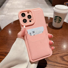 Load image into Gallery viewer, Luxury Leather Square Silicone Wallet Card Holder Phone Case For iPhone 13 12 11 14 Pro Max XS XR X Shockproof Cover Luxury Shockproof Phone Case