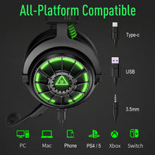 Load image into Gallery viewer, EKSA E5000 Pro Gaming Headphones for PC/PS4/Xbox/Switch, 7.1 Wired Headset Gamer with ENC Mic, USB/Type C/3.5mm Detachable Cable