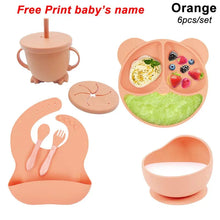 Load image into Gallery viewer, Silicone Baby Feeding Plate Set with Suction Bowl