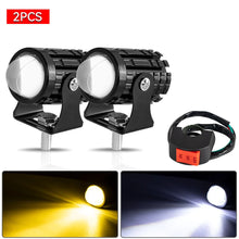 将图片加载到图库查看器,With Switch 2pc Super Bright Motorcycle LED Explorer Headlight Projector Fisheye Len LED Moto Fog Auxiliary Motorcycle Headlight