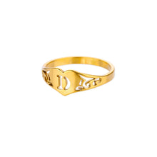 Load image into Gallery viewer, Fashion Hollow Initial Letter Heart Rings For Women Gold Color Stainless Steel A-Z Letter Ring Aesthetic Wedding Jewelry Gift