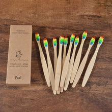 Load image into Gallery viewer, 10Pcs Colorful Toothbrush Natural Bamboo Tooth Brush Sets Soft Bristle Charcoal Teeth Eco Bamboo Toothbrushes Dental Oral Care