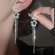 Load image into Gallery viewer, 2024 Stars Tassel Earrings – Korean Rhinestone Drop Earrings for Women