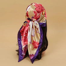 Load image into Gallery viewer, Satin Square Scarf – Elegant 2025 Print Hijab, Shawl & Hair Wrap