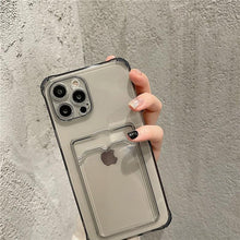 将图片加载到图库查看器,Transparent Card Slot Holder Case for iPhone 13 11 12 14 Pro Max Mini Clear Shockproof Soft Wallet Cover Clear Phone Case with Card Holder Slim Protective Soft Shock Absorbing Case with Card Holder