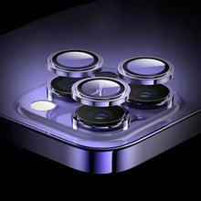 Load image into Gallery viewer, 9H Tempered Glass Camera Cover Screen Protector Metal Ring Decoration Accessories For iPhone 14 13 Pro Max Metal Camera Lens Ring Glass Camera Lens Protectors for iPhone 14 13mini 13pro 14plus 14pro Camera Film