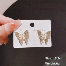Load image into Gallery viewer, White Flower & Butterfly Dangle Earrings β Acrylic Pearl Heart Jewelry
