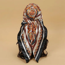 Load image into Gallery viewer, Satin Square Scarf – Elegant 2025 Print Hijab, Shawl & Hair Wrap