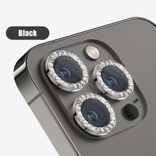 将图片加载到图库查看器,Glitter Diamond Rhinestones Metal Ring Camera Tempered Glass For iPhone 11 12 13 14 Pro Max Mini Plus Lens Protector Full Cover 9H Tempered Glass Camera Lens Protector Metal Single Ring Full Coverage Camera Lens Protector