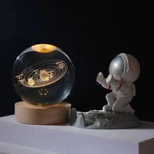 Load image into Gallery viewer, Kids LED Crystal Ball Lamp – 3D Moon & Galaxy Table Decor Toy