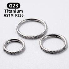 Load image into Gallery viewer, 18G/16G Women's Round Earrings G23 F136 Titanium Nose Ring Hinge Clicker Open Diaphragm Nose Ring Fashion Lady Piercing Jewelry (RPM Women's)