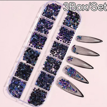 将图片加载到图库查看器,Multi-Shape 3D Flat Bottom Nail Rhinestones - Colorful AB Crystal Gems for DIY Manicure & Crafts