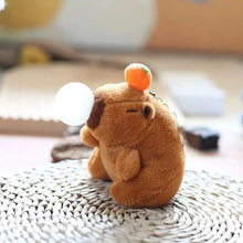 Load image into Gallery viewer, Plush Capybara Keychain – Cute Persimmon Wagging Tail Pendant Toy