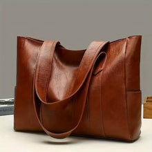 将图片加载到图库查看器,Vintage Large Capacity Tote Bag, Retro Vegan Shoulder Bag, Women's Casual Handbag For Commute