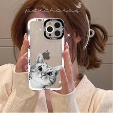 Load image into Gallery viewer, Cute Cat Phone Case for iPhone 11 12 13 Mini Pro Max 14 Pro Max Case shell Blank Printable Phone Case for Soft Rubber Cool Polish Phone Case
