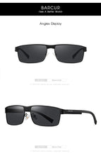 Load image into Gallery viewer, BARCUR Sunglasses Men’s Original Rectangle Fashionable Business Sunglasses – Polarized UV400 Protection for Driving Hiking Sports and Casual Wear – Trendy Fashion Shades Oculos De Sol with Anti-Reflective TAC Lenses