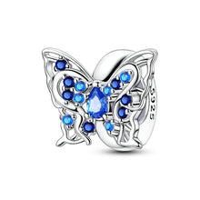 将图片加载到图库查看器,100% 925 Sterling Silver Rainbow Zircon Butterfly Dragon Silicone Stopper Charms - Colorful Beads for DIY Bracelets, Customizable Jewelry for All Occasions