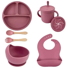 Load image into Gallery viewer, Food Grade Silicone Baby Feeding Dish Set Suction Plate Cup