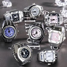 Load image into Gallery viewer, Vintage Punk Finger Watch Mini Elastic Strap Alloy Watches Couple Rings Jewelry Clock Retro Roman Quartz Watch Rings Women Men