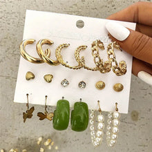 Load image into Gallery viewer, Gold Butterfly & Heart Dangle Earrings Set – Acrylic Drop Jewelry for Women