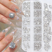 Load image into Gallery viewer, 180pcs AB Flatback Glass Nail Rhinestones - Multi-Shape Gems for DIY Nail Art
