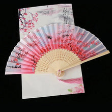 Load image into Gallery viewer, Hand Fan Foldable Silk Fan Noodles Bamboo Fan Bones Halloween Cosplay Prop Christmas Wedding Decoration Party Gifts Art Crafts