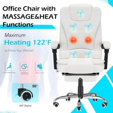 Load image into Gallery viewer, Office Chair with 7 Point Vibrating Massage&Heat Functions, Ergonomic Recliner Chair w/Footrest PU Leather Wide Computer Desk Ch