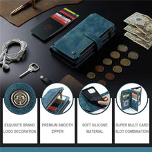 Load image into Gallery viewer, Vintage Card Holder Leather Wallet Case for iPhone 11 12 13 14 Pro Max Mini XR XS Max 8 7 6s Plus SE Storage Pocket Cover Flip Case PU Leather Protective Case With Magnetic Closure