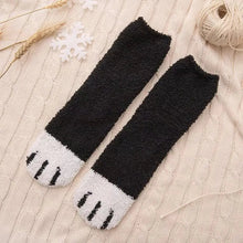 Load image into Gallery viewer, Women Winter Warm Fluffy Socks Cute Animal Claw Cat Paw Footprint Fuzzy Socks Female Thick Coral Fleece Home Floor Sleep Socks