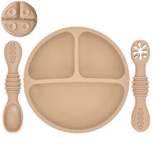 Load image into Gallery viewer, Silicone Baby Sucker Plate & Rice Spoon Set Cute Cartoon Tableware