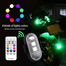 Load image into Gallery viewer, 1-6PCS Wireless LED Drone Strobe Light for Motorcycle Car Bike Remote Control Warning Light Indicator Light USB Charging 8Colors