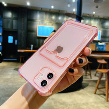 将图片加载到图库查看器,Simple Clear Silicone Wallet Case for iPhone 14 13 12 11 Pro XS Max X XR Shockproof Lens Protection Card Cover Shockproof Soft Bumper Clear Case Classic Stylish Case